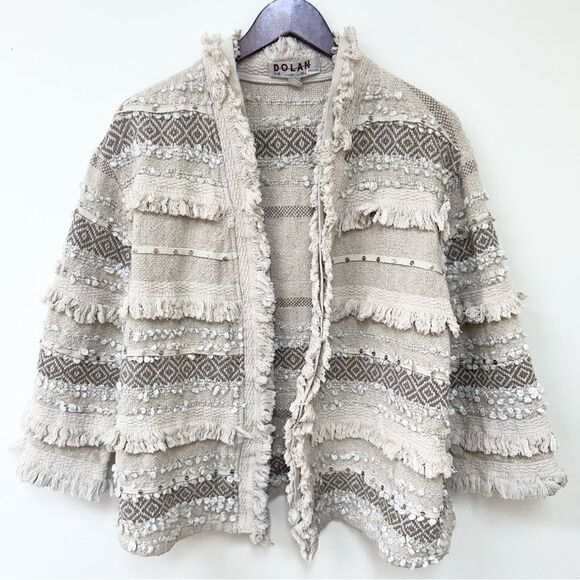 DOLAN Collection Anthropologie Fringed Textured Jacket Medium - Picture 2 of 8